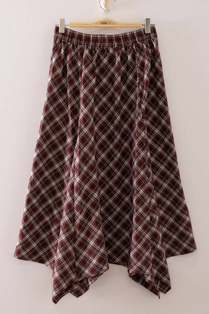 Autumn Trails Plaid Midi Skirt