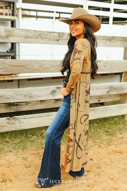 Cowboy Mesh Button Down Maxi Dress