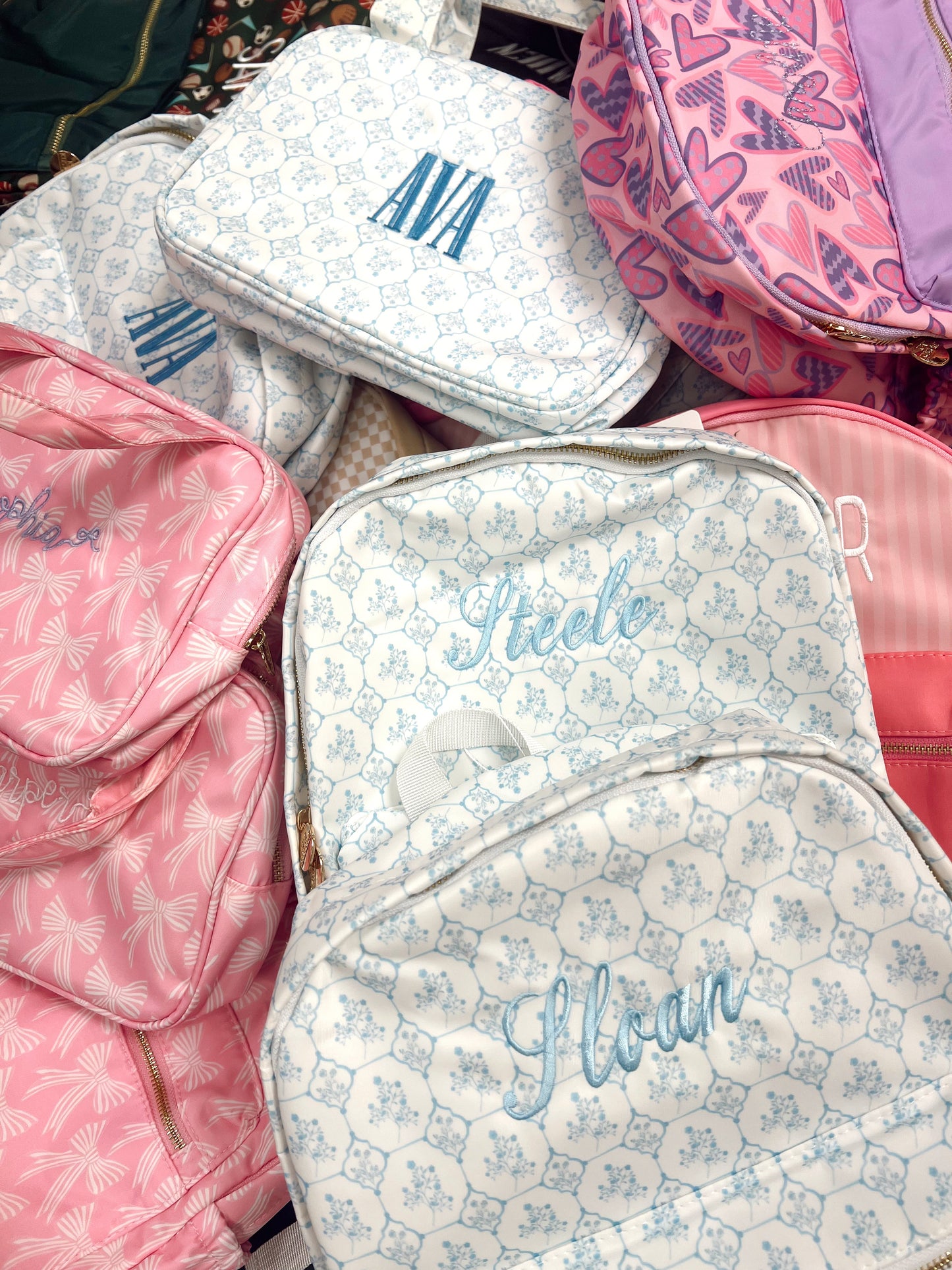 Blue Toile Backpack