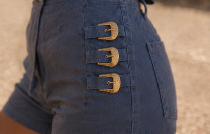 Western Buckle Denim Shorts