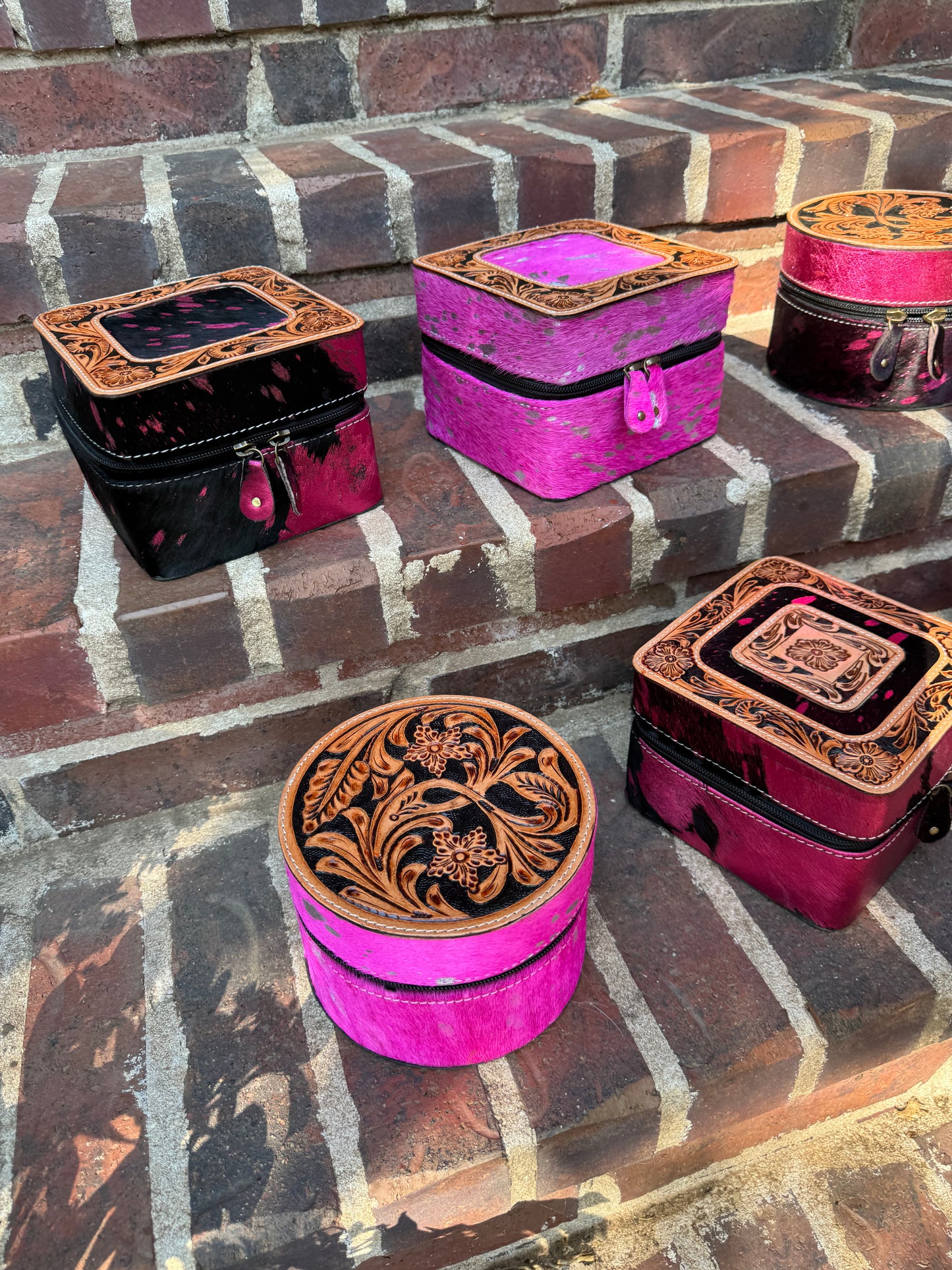 Pink Cowhide & Leather Travel Cases