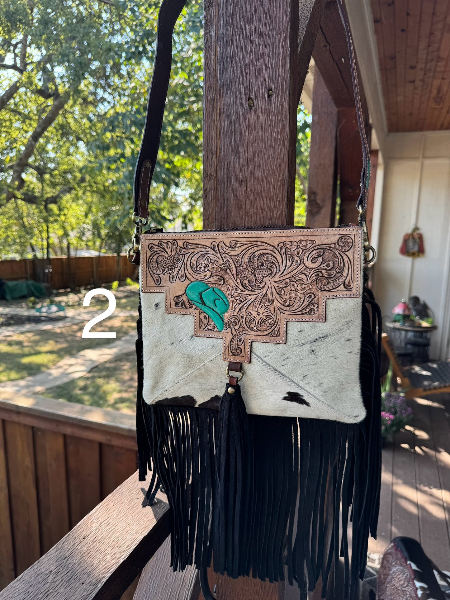 Lidia Cowhide & Leather Fringe Purse