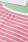 Pink Stripe Contrast Round Neck Sleeveless Slim Top