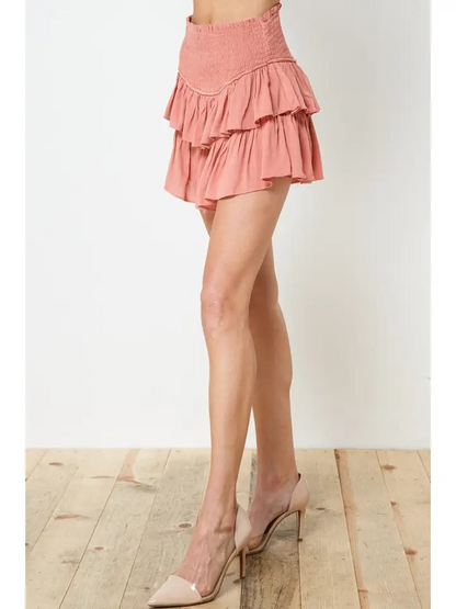 The Lily Ruffle Smocked Mini Skirt