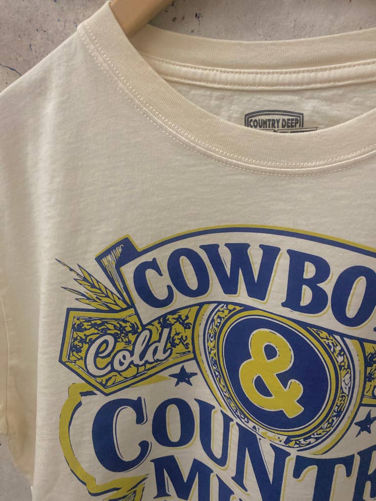 Cowboys, Cold Beer, and Country Music Relaxed Crop Tee