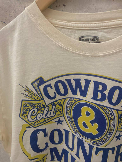 Cowboys, Cold Beer, and Country Music Relaxed Crop Tee