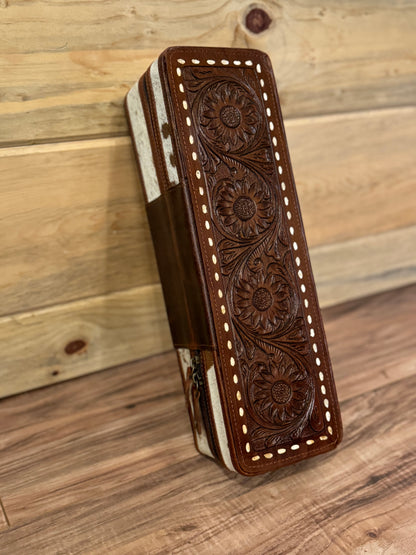 Lacey Tooled leather & cowhide hot tools case