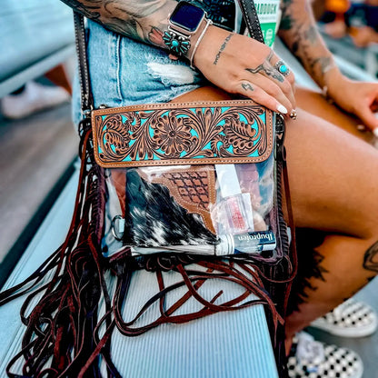Hand Tooled Clear Purse Crossbody - Concert Game Day Stadium