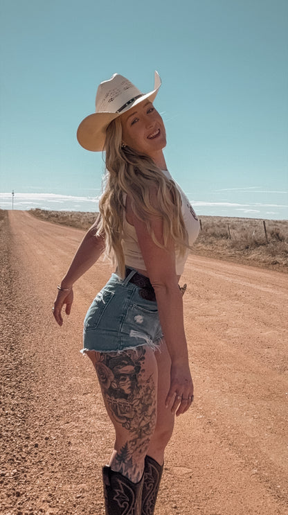 Darlin', Western Cowgirl Micro-Ribbed Cropped Tank
