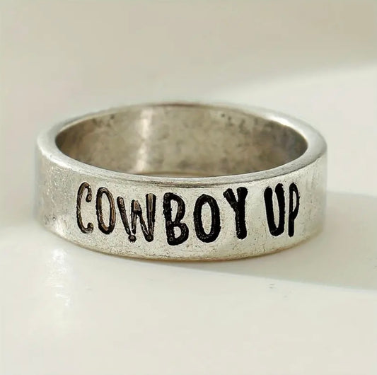 Cowboy Up Stamped Ring