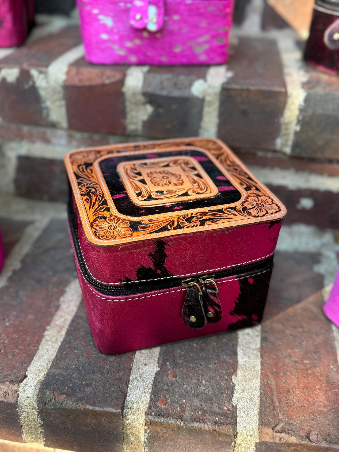 Pink Cowhide & Leather Travel Cases