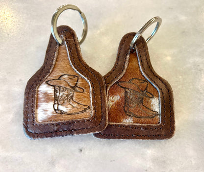 Cowgirl Boots Cowhide Key Chain