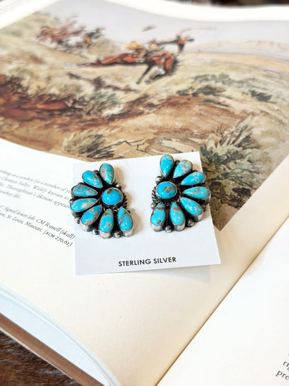 The Half Moon Turquoise Cluster Earrings