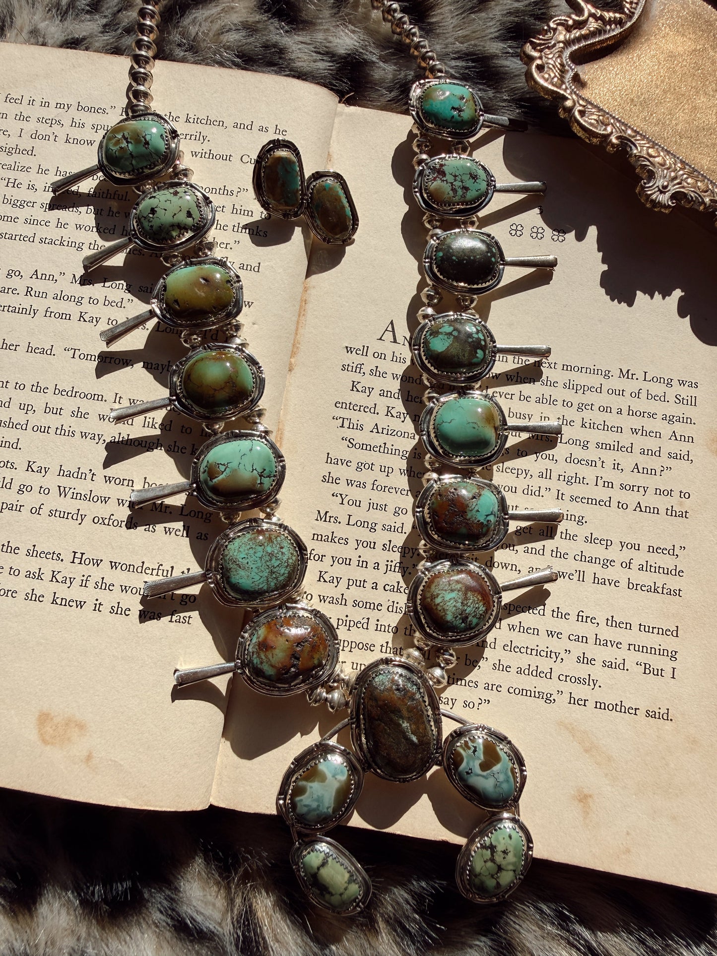 The Sonoran Gold Squash Blossom Necklace with Earrings