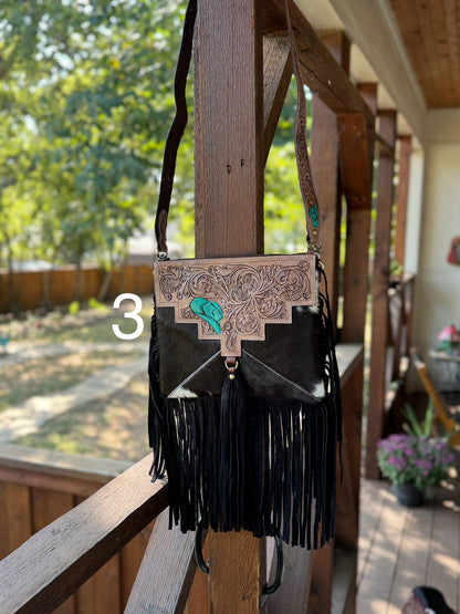 Lidia Cowhide & Leather Fringe Purse