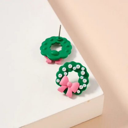 Wreath Enamel Stud Earrings