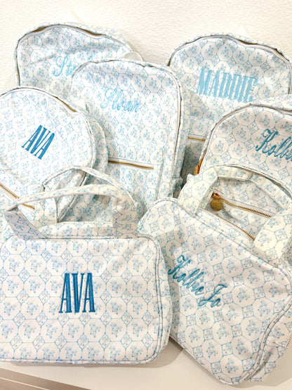 Blue Toile Backpack