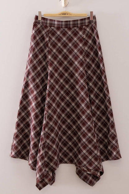 Autumn Trails Plaid Midi Skirt