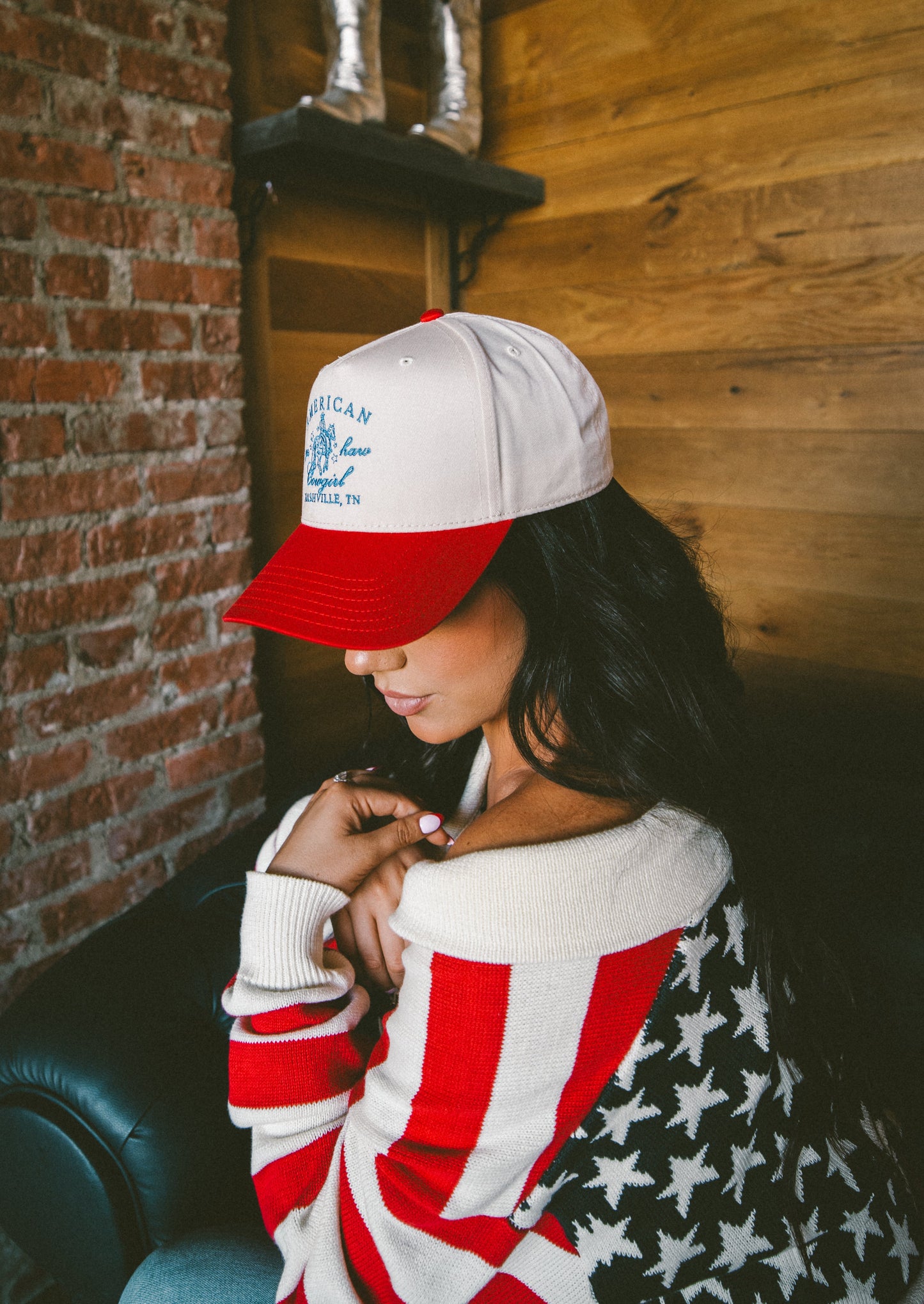 American Cowgirl - Red Vintage Trucker Hat