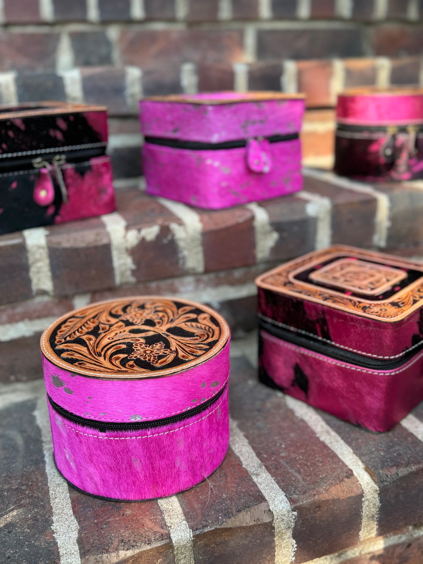 Pink Cowhide & Leather Travel Cases