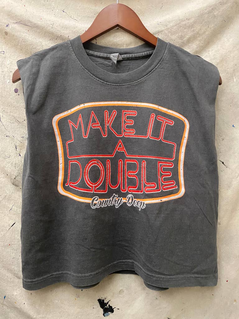 Make it a Double Boxy midriff pinned sleeve muscle top