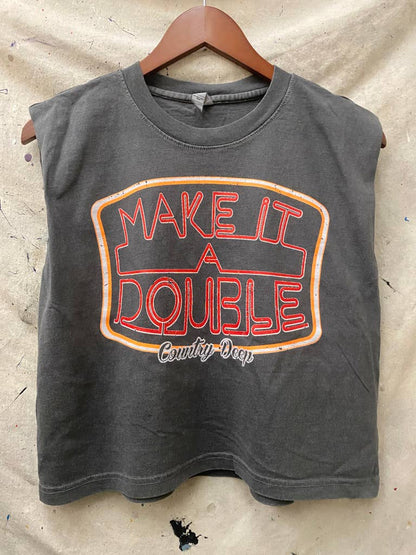 Make it a Double Boxy midriff pinned sleeve muscle top