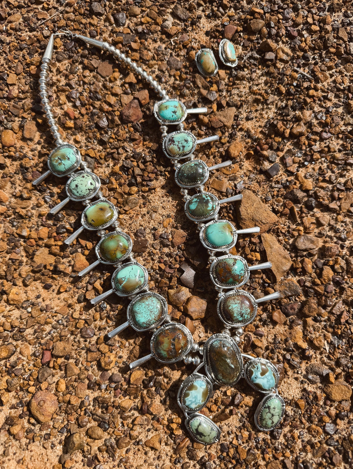 The Sonoran Gold Squash Blossom Necklace with Earrings