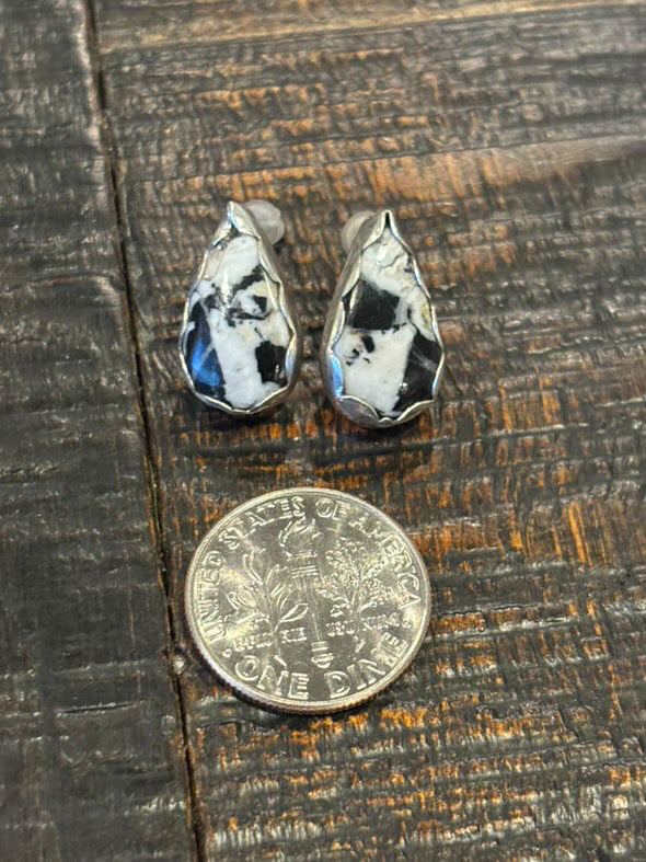 Authentic White Buffalo & Sterling Silver Earrings