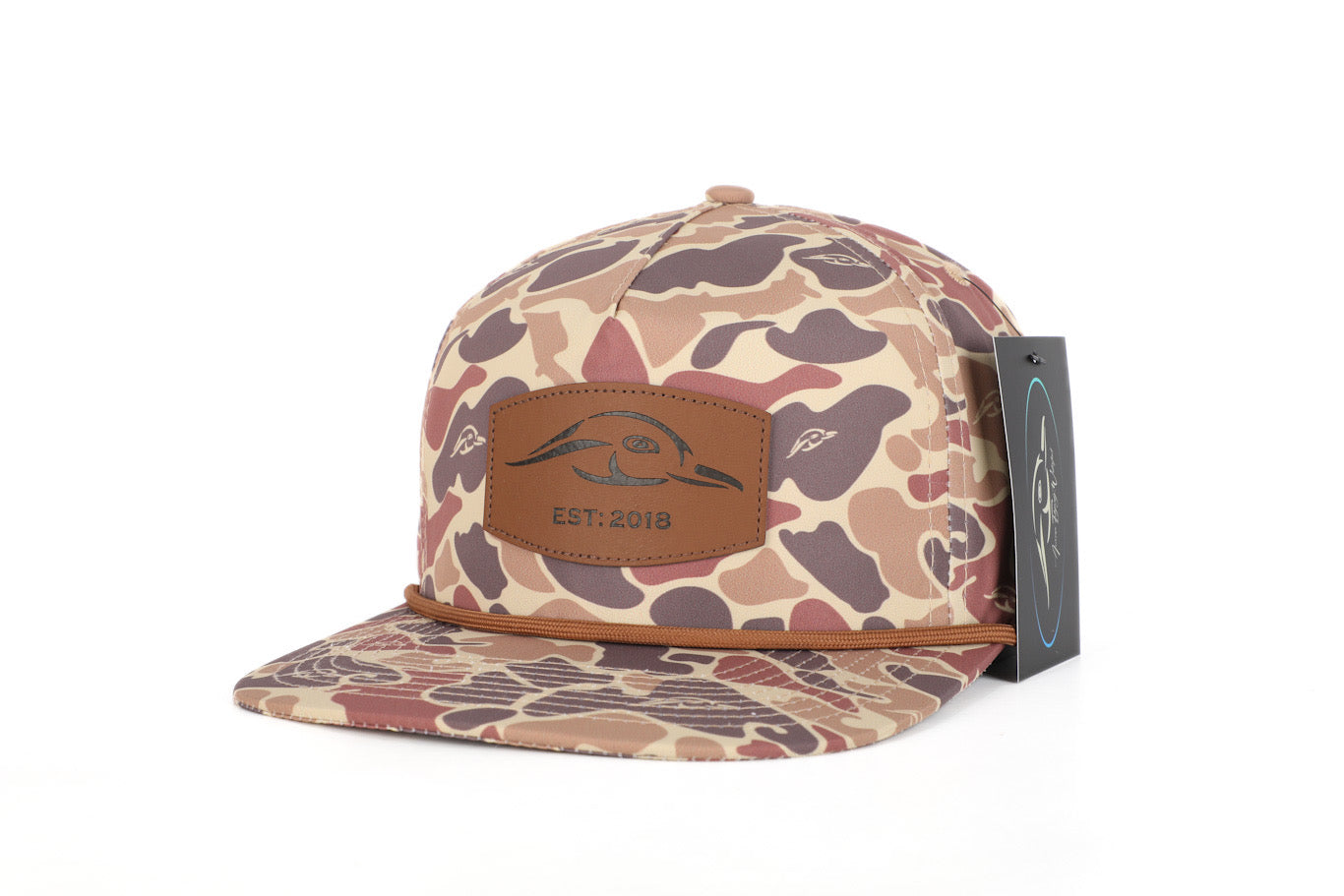 Leather Patch Brown Old School Camo Vintage Rope Old School Hat