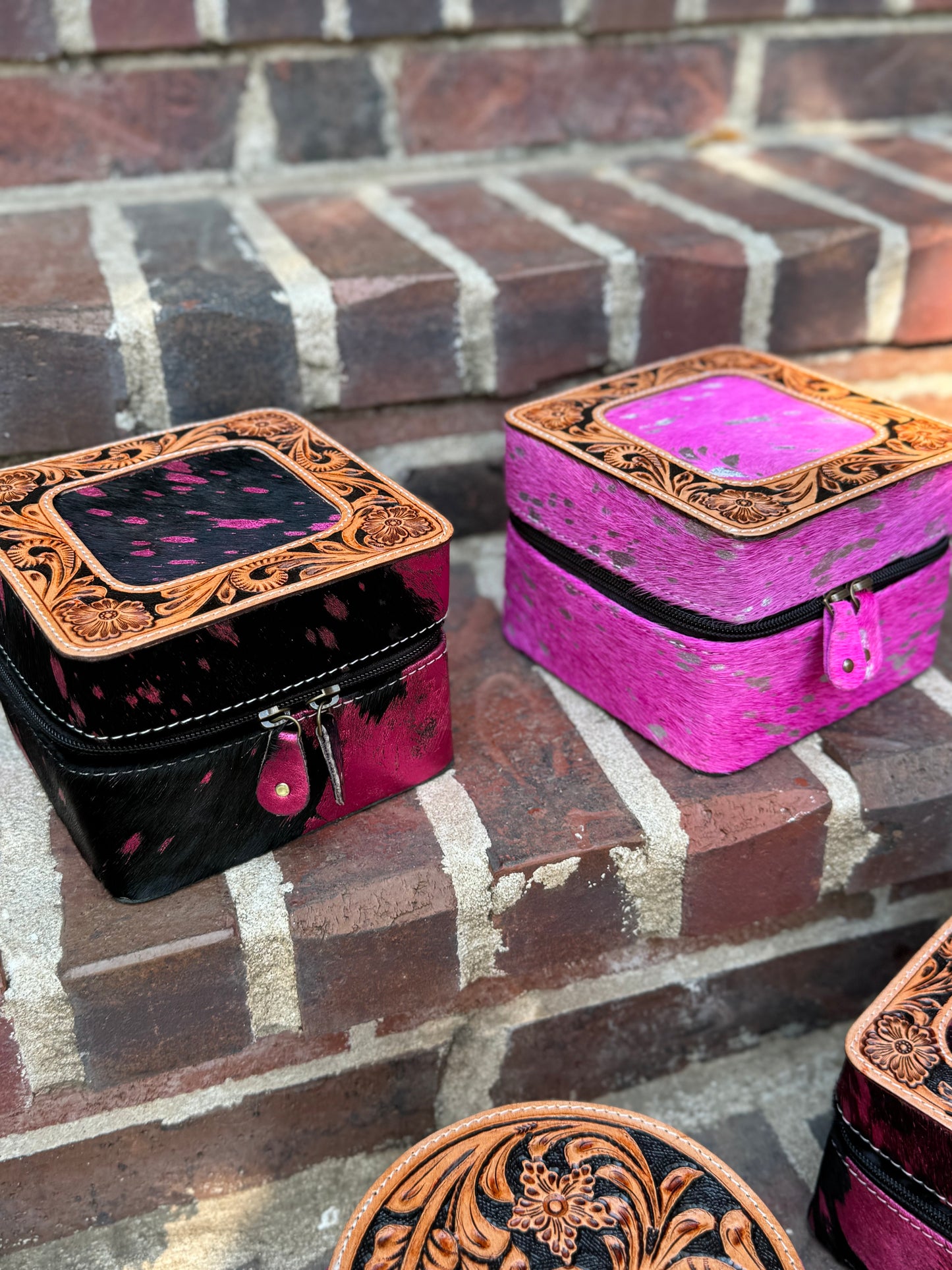 Pink Cowhide & Leather Travel Cases