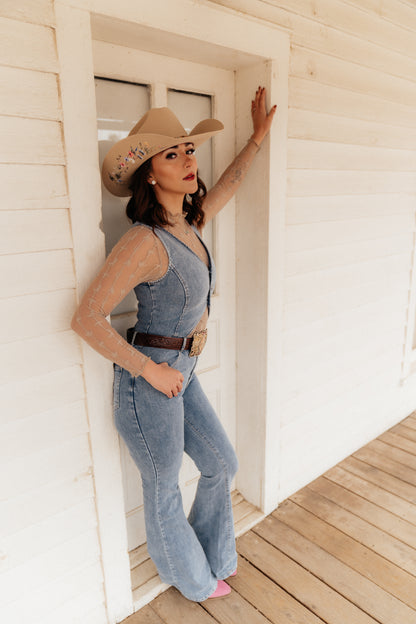 Boho Bootcut Demin Jumpsuit