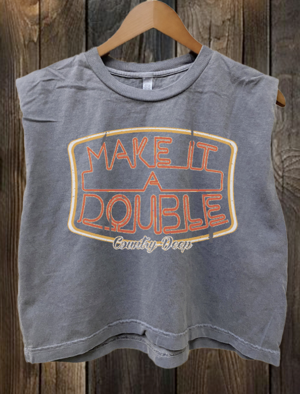Make it a Double Boxy midriff pinned sleeve muscle top