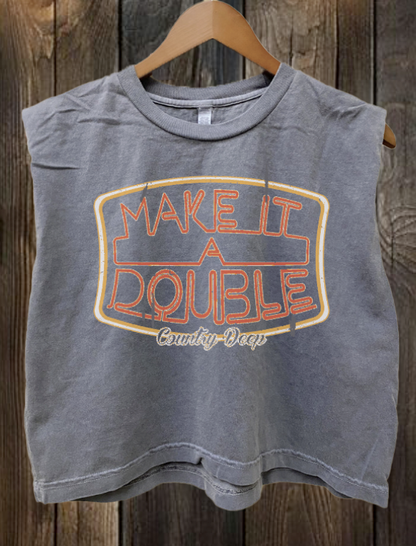 Make it a Double Boxy midriff pinned sleeve muscle top