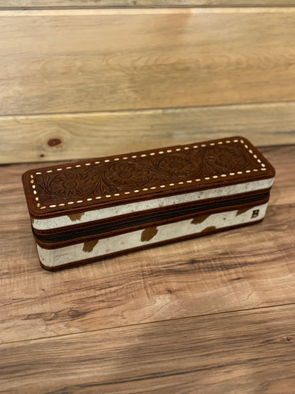 Lacey Tooled leather & cowhide hot tools case