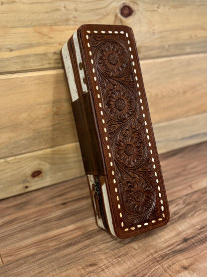 Lacey Tooled leather & cowhide hot tools case