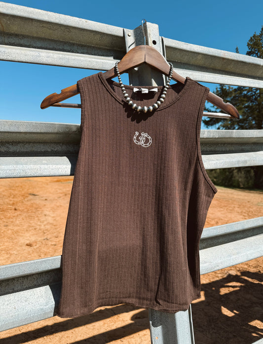 The Horseshoe Embroidered Tank - best seller