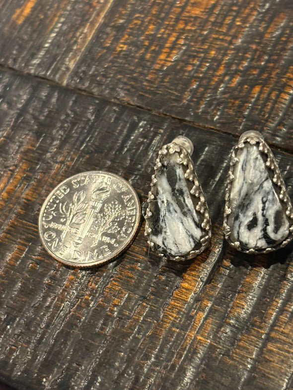 Authentic White Buffalo & Sterling Silver Earrings