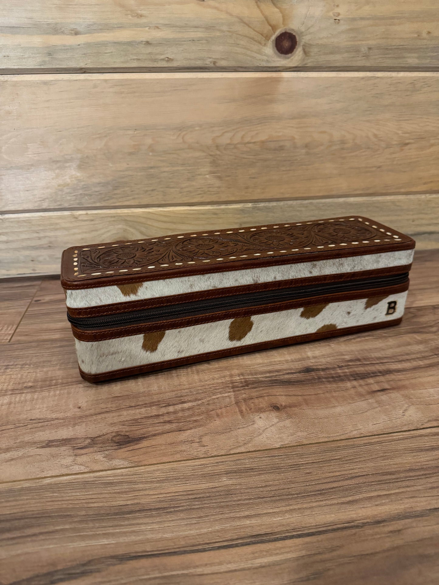 Lacey Tooled leather & cowhide hot tools case