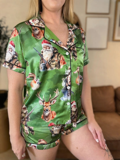 Santa Hunting Silky Pajama Set