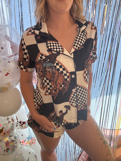 Rodeo Cowboy Silky Pajama Set