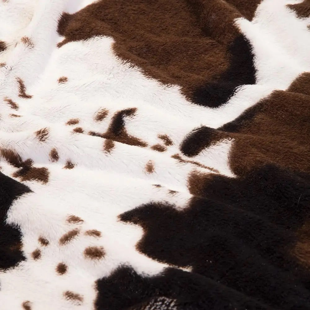 Cowhide Faux Fur Throw Blanket