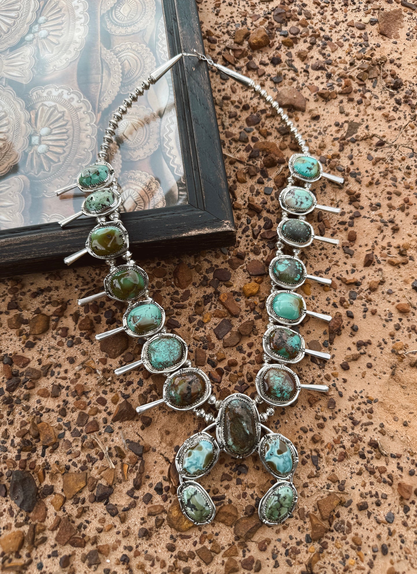The Sonoran Gold Squash Blossom Necklace with Earrings