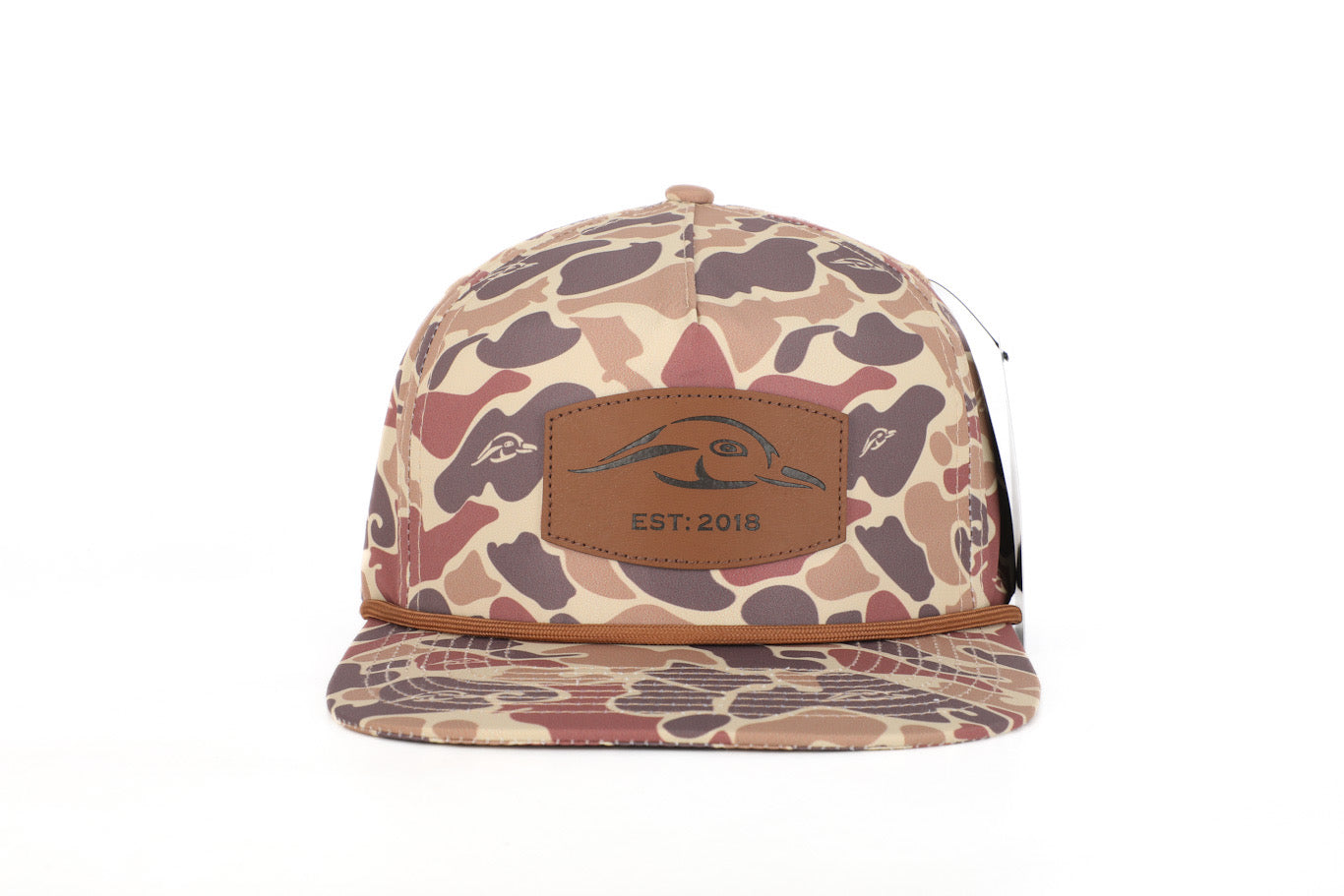 Leather Patch Brown Old School Camo Vintage Rope Old School Hat