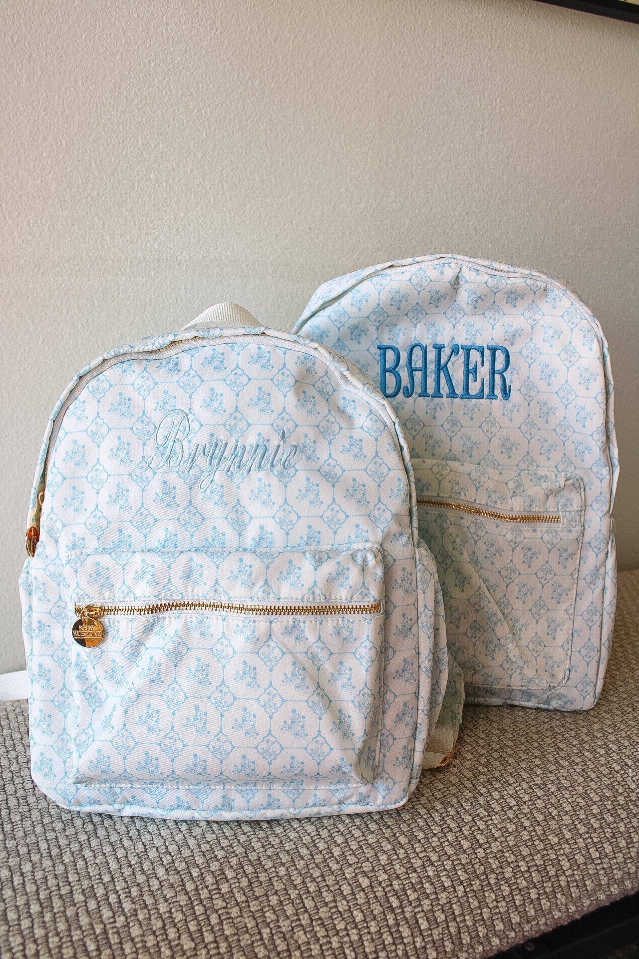 Blue Toile Backpack