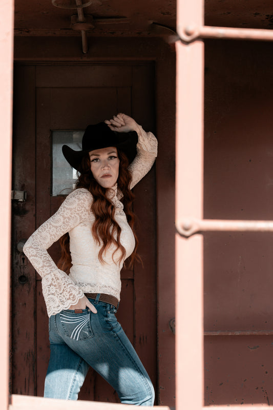 Ladies See Sheer Lace Blouse Layring Top