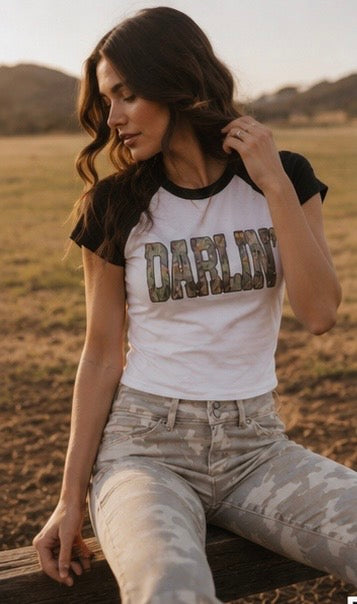 Tan Camo Double Waistband Low Rise Bootcut
