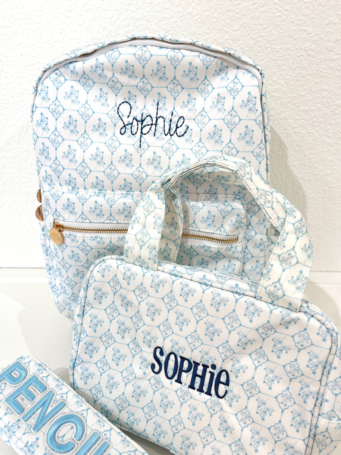 Blue Toile Backpack