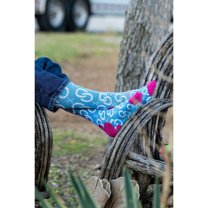 High Maintenance Cowgirl Sky Blue Performance Boot Socks