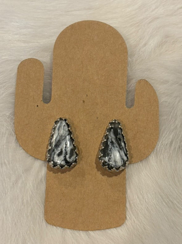 Authentic White Buffalo & Sterling Silver Earrings