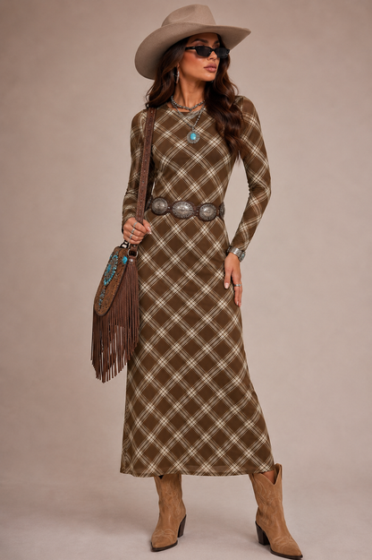 Maple Lane Plaid Maxi Dress